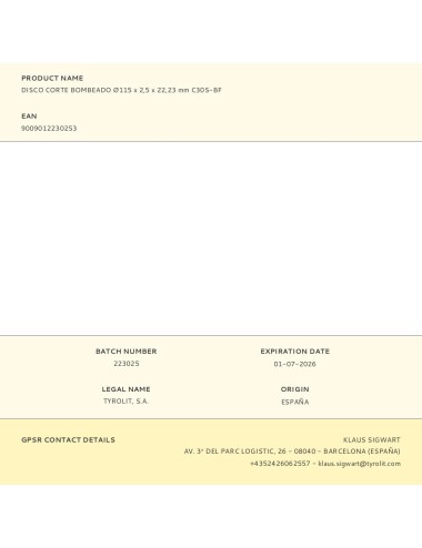 Disco corte bombeado ø115 x 2,5 x 22,23 mm c30s-bf