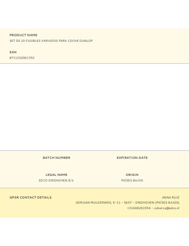 Set de 10 fusibles variados para coche dunlop