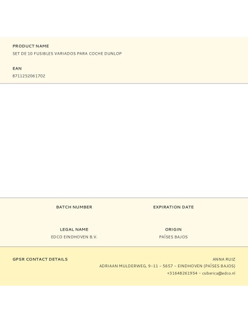 Set de 10 fusibles variados para coche dunlop