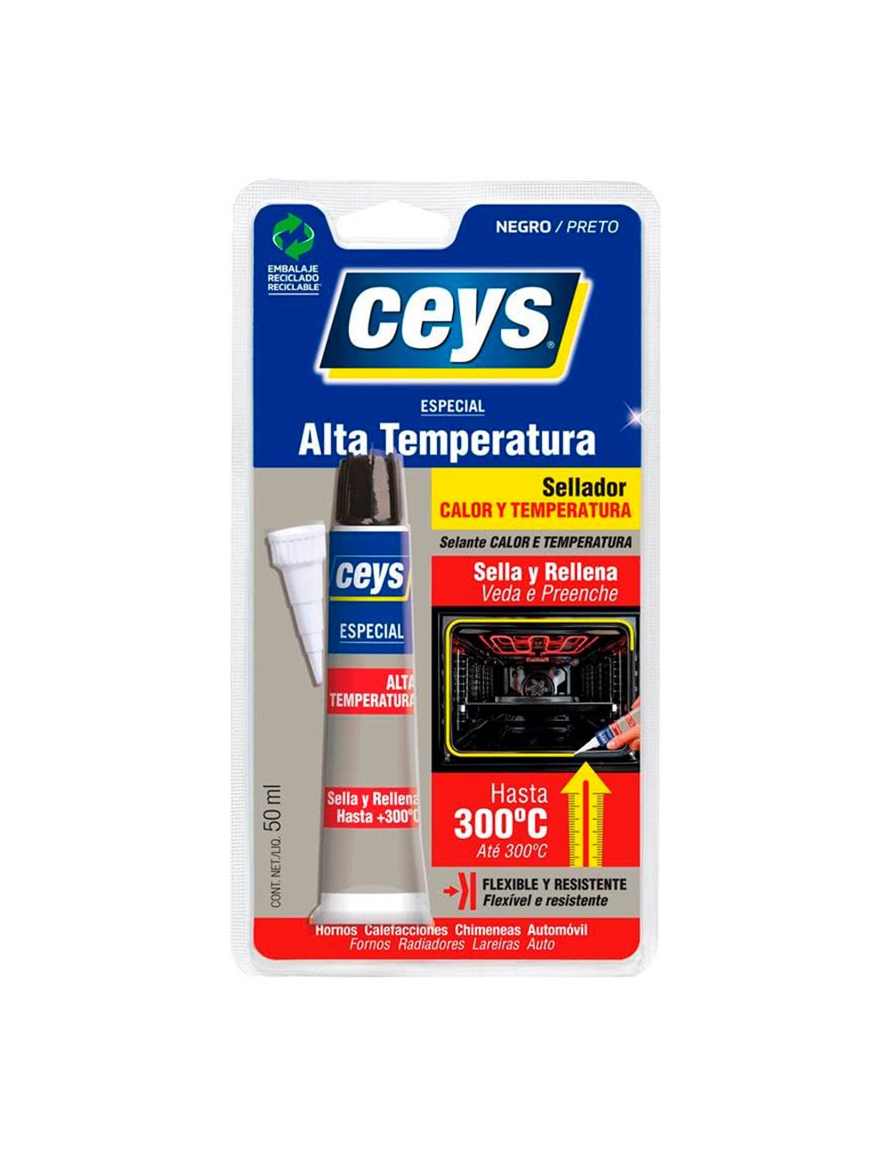 Adhesivo especial alta temperatura, negro, 50 ml