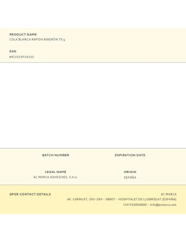 Cola blanca rapida biberón 75 g