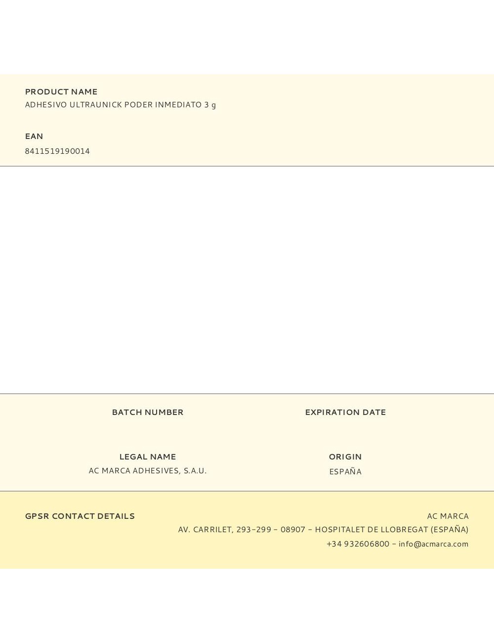 Adhesivo ultraunick poder inmediato 3 g