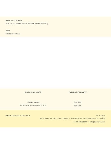 Adhesivo ultraunick poder extremo 10 g