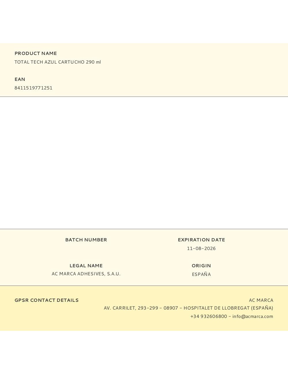 Adhesivo sellador total tech azul 290 ml