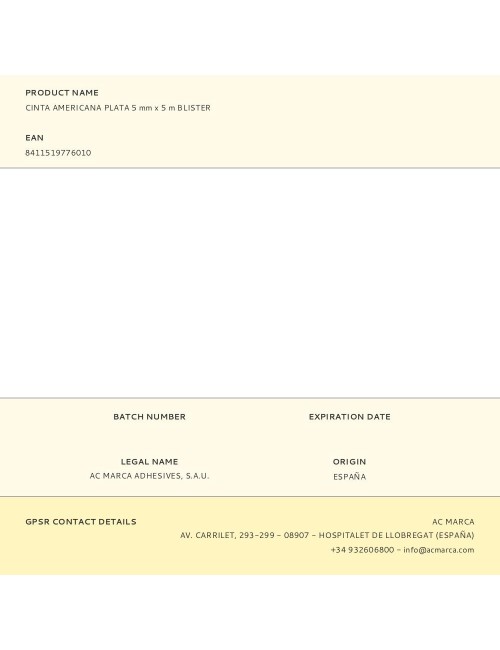 Cinta americana plata 50 mm x 5 m blister