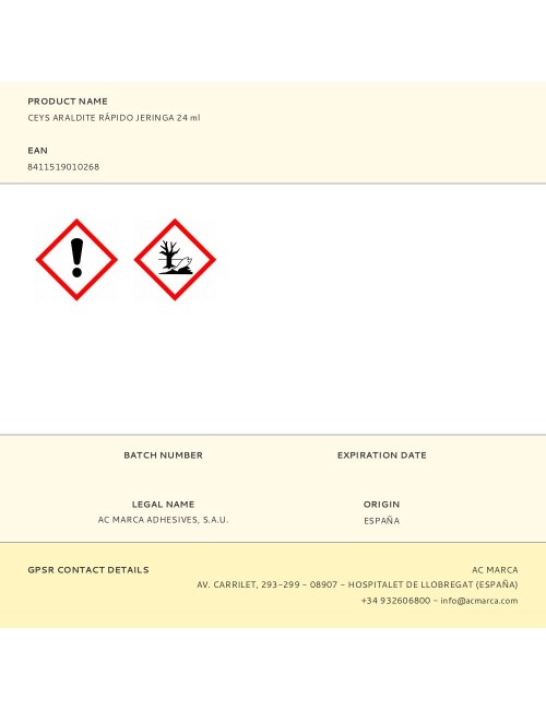 Ceys araldite rápido jeringa 24 ml