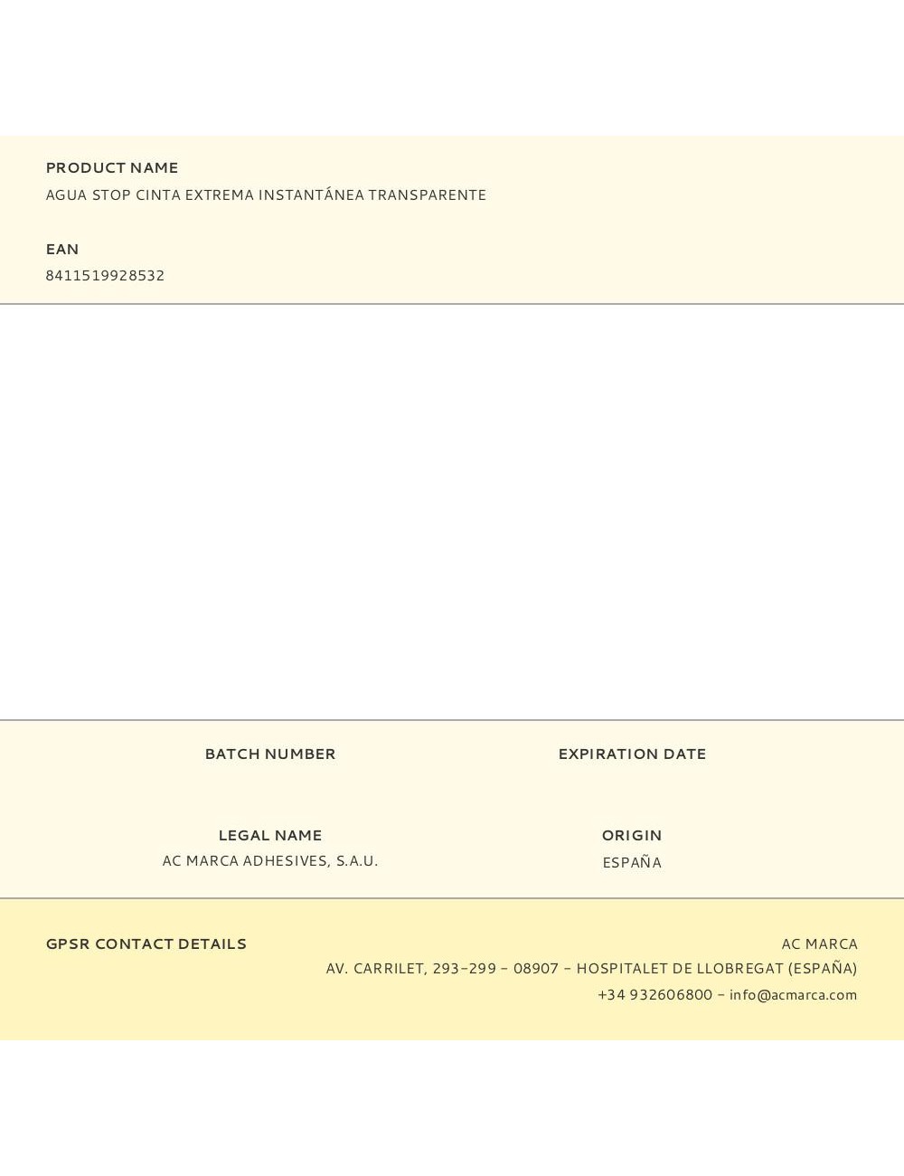 Agua stop cinta extrema instantánea transparente