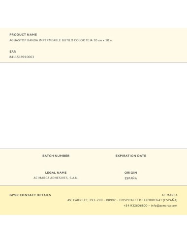 Aguastop banda impermeable butilo color teja 10 cm x 10 m