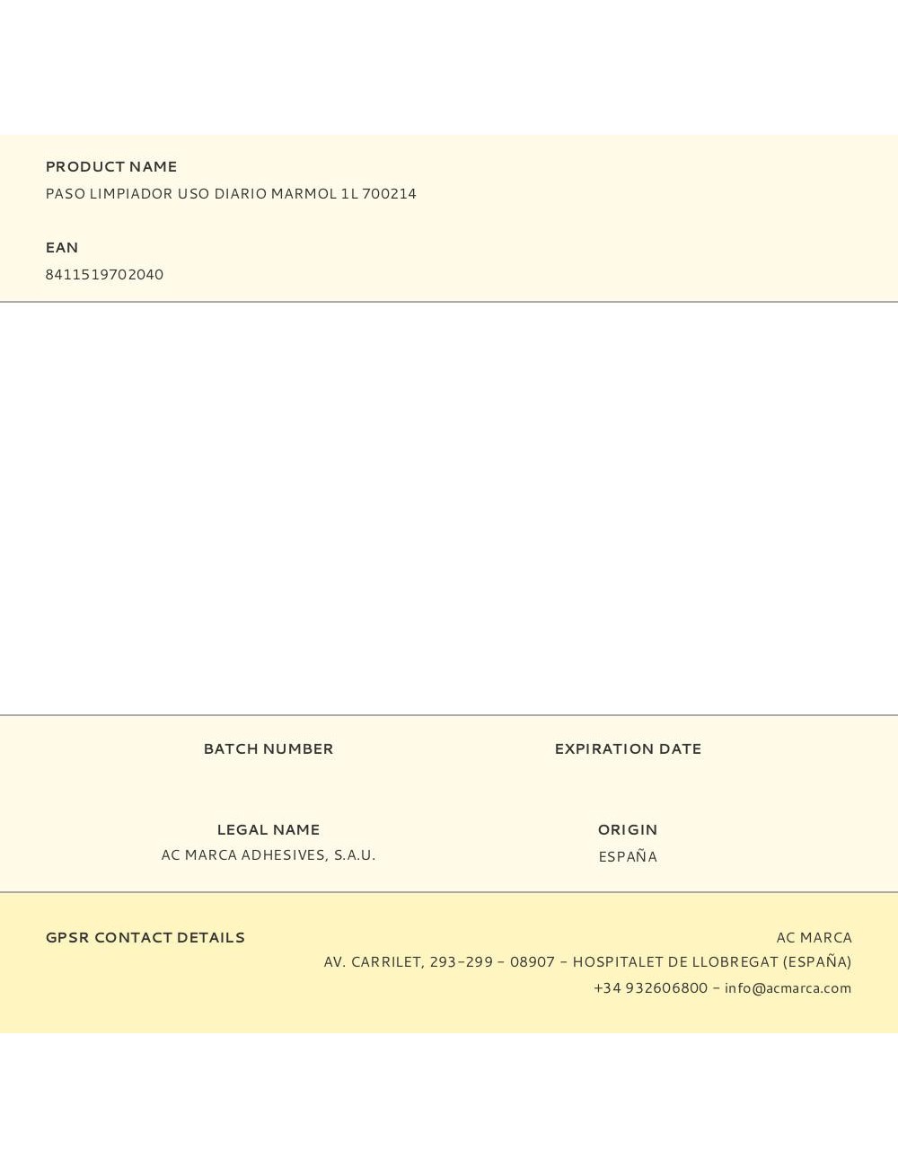 Paso limpiador uso diario marmol 1l 700214