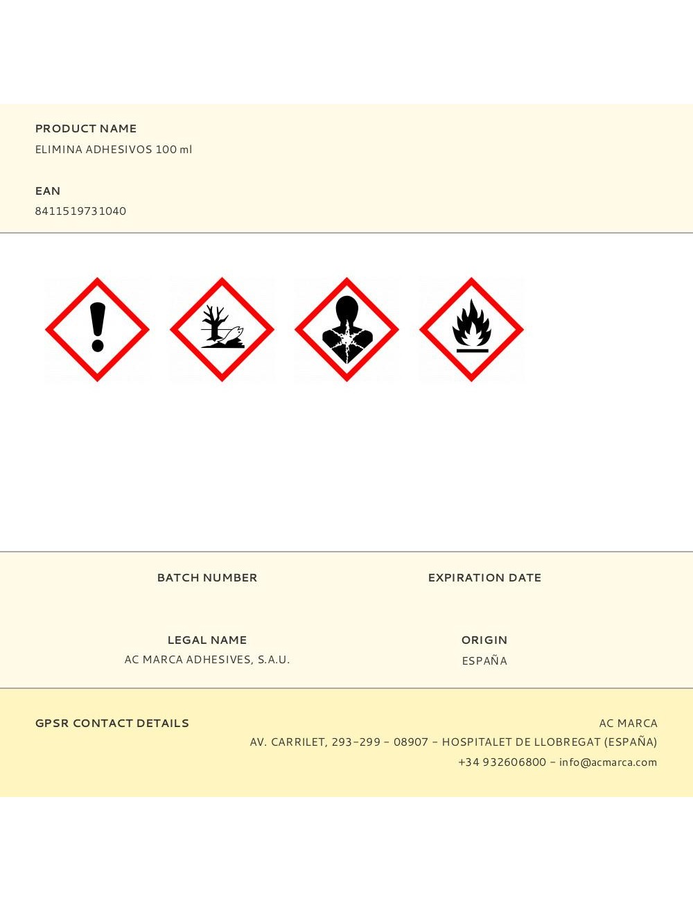 Elimina adhesivos 100 ml