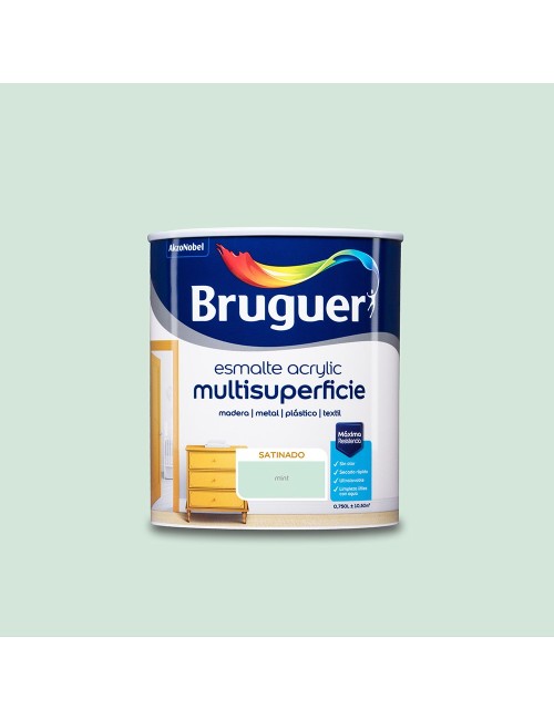 Esmalte acrylico multisuperficie satinado mint 0,750l 5298031 bruguer