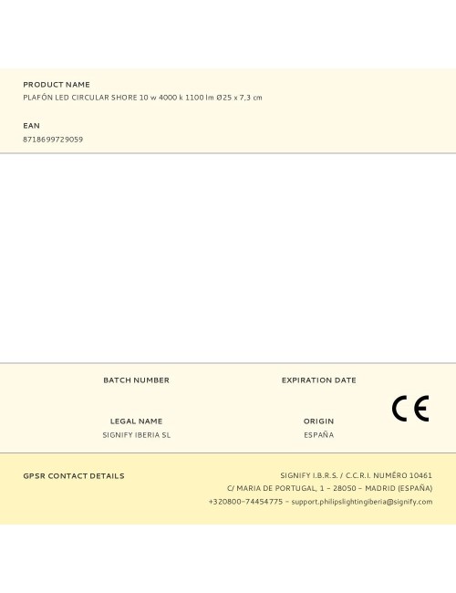 Plafón led circular shore 10 w 4000 k 1100 lm ø25 x 7,3 cm