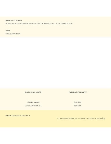 Bolsa de basura aroma limon color blanco 50 l (57 x 70 cm) 10 uds