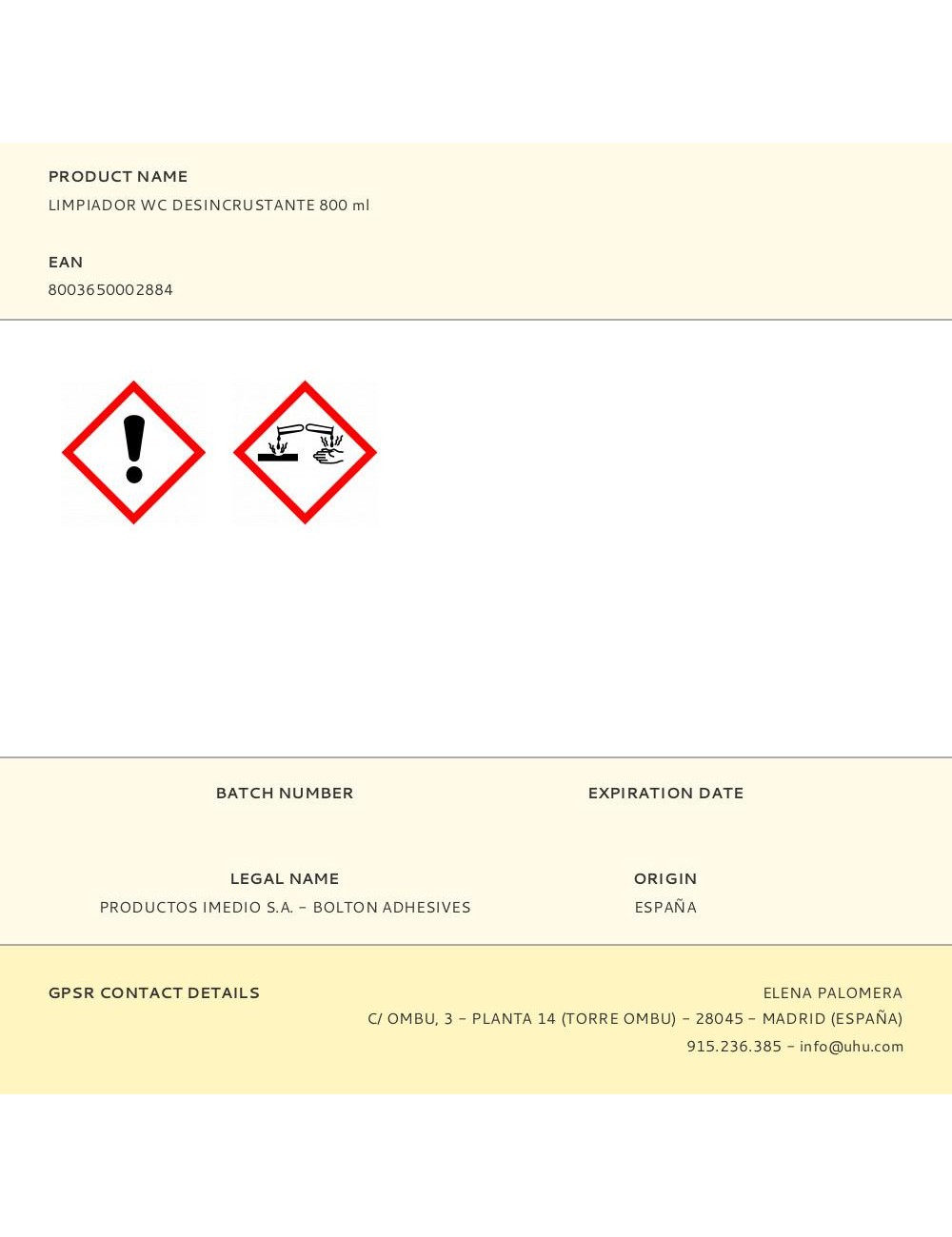 Limpiador wc desincrustante 800 ml