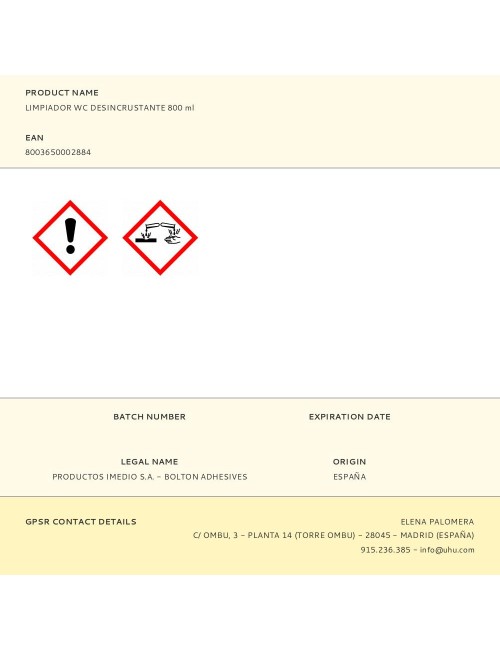 Limpiador wc desincrustante 800 ml