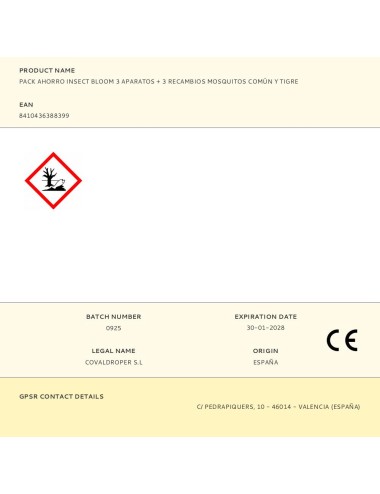 Pack ahorro insect bloom 3 aparatos + 3 recambios mosquitos común y tigre