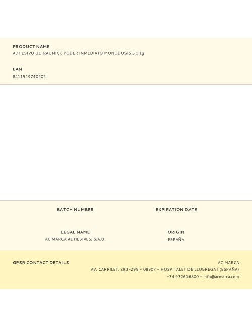 Adhesivo ultraunick poder inmediato monodosis 3 x 1g