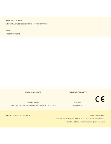 Linterna outdoor sports h10 pro varta