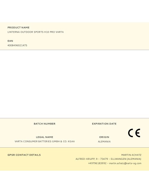 Linterna outdoor sports h10 pro varta