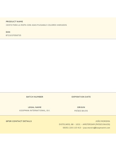 Cesto para la ropa con asas plegable colores variados