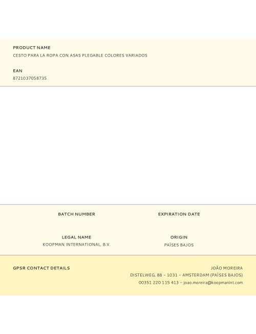 Cesto para la ropa con asas plegable colores variados