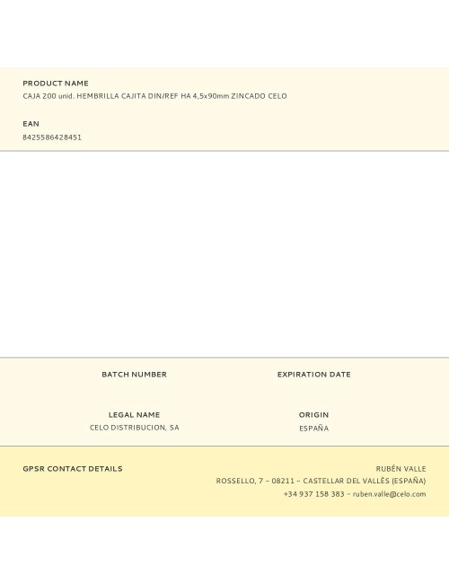 Hembrilla roscada abierta ø4,5 x 90 mm zincado, caja 200 uds