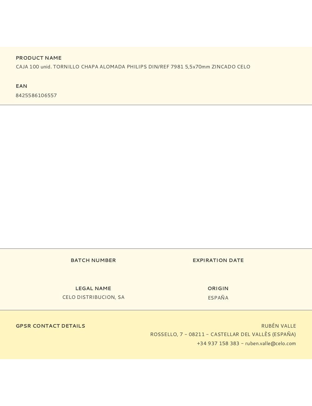 Caja 100 unid. tornillo chapa alomada philips din/ref 7981 5,5x70mm zincado celo