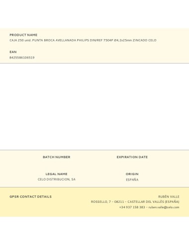 Caja 250 unid. punta broca avellanada philips din/ref 7504p ø4,2x25mm zincado celo