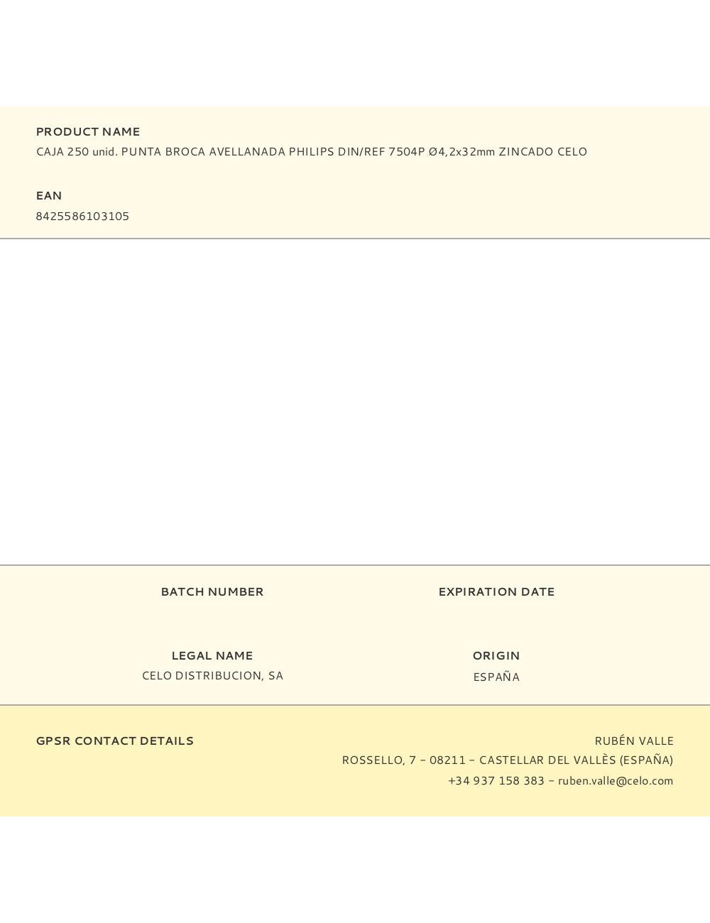 Caja 250 unid. punta broca avellanada philips din/ref 7504p ø4,2x32mm zincado celo