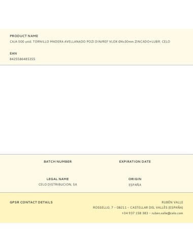 Caja 500 unid. tornillo madera avellanado pozi din/ref vlox ø4x30mm zincado+lubr. celo