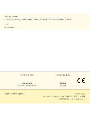 Caja 50 unid. tornillo madera avellanado pz r/parc ref vloxp ø5x100mm zincado