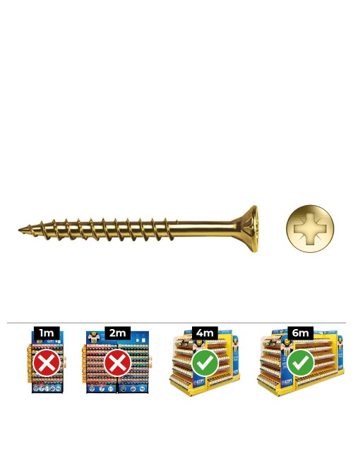 Caja 100 unidades tornillo madera avellanado pz r/parc din/ref vlox p ø6 x 70 mm bicromatado