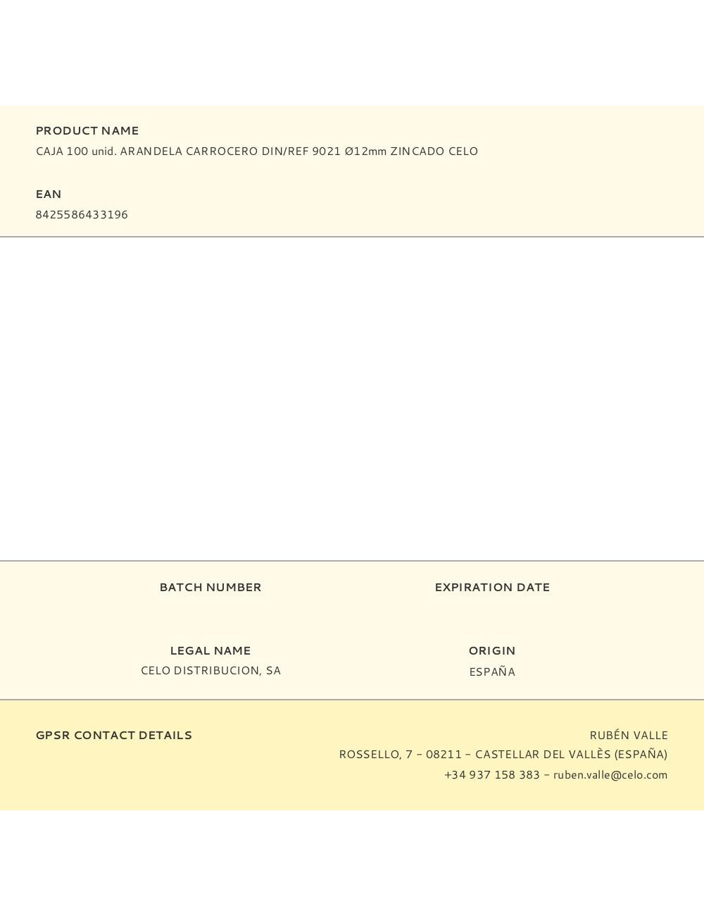 Caja 100 unid. arandela carrocero din/ref 9021 ø12mm zincado celo