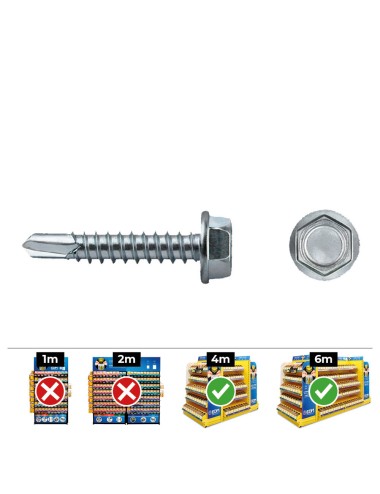 Caja 250 unid. punta broca hexagonal din/ref 7504k ø4,8x38mm zincado celo