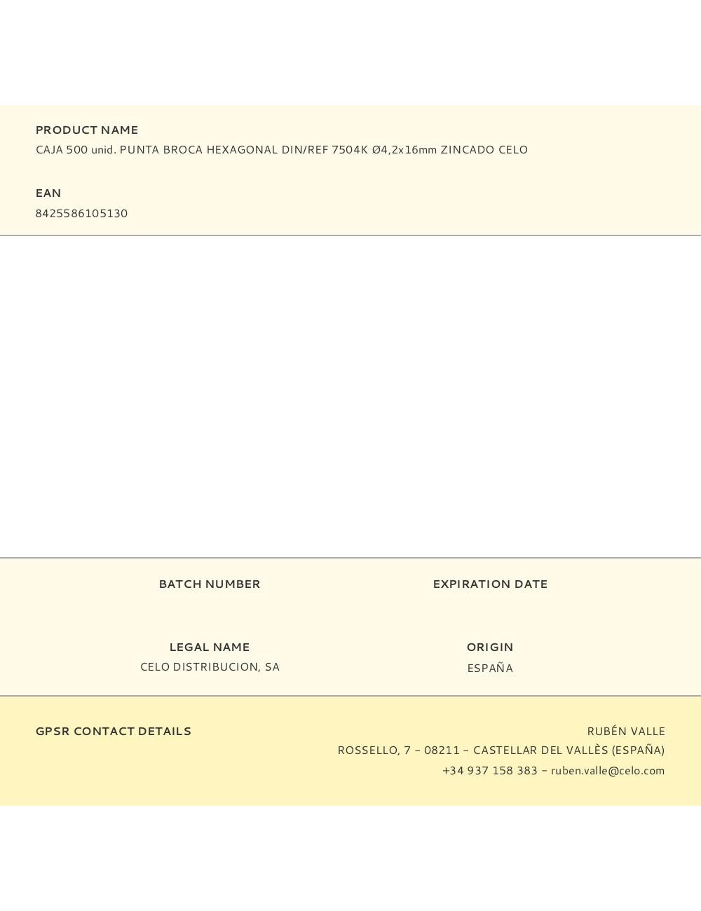 Caja 500 unid. punta broca hexagonal din/ref 7504k ø4,2x16mm zincado celo