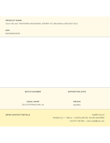 Caja 100 unid. tirafondo hexagonal din/ref 571 ø8x100mm zincado celo
