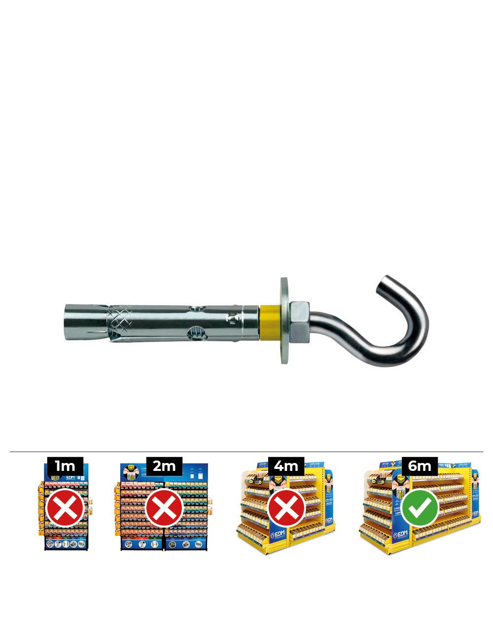 Anclaje dynabolt gancho zincado ø10 x 60 mm, caja 50 uds