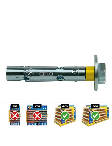 Anclaje dynabolt tornillo zincado m8 ø10 x 60 mm, caja 100 uds