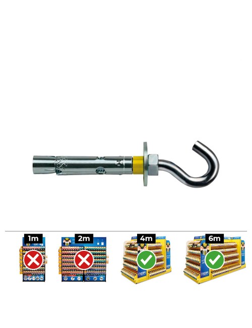 Anclaje dynabolt gancho zincado ø8 x 45 mm, caja 100 uds