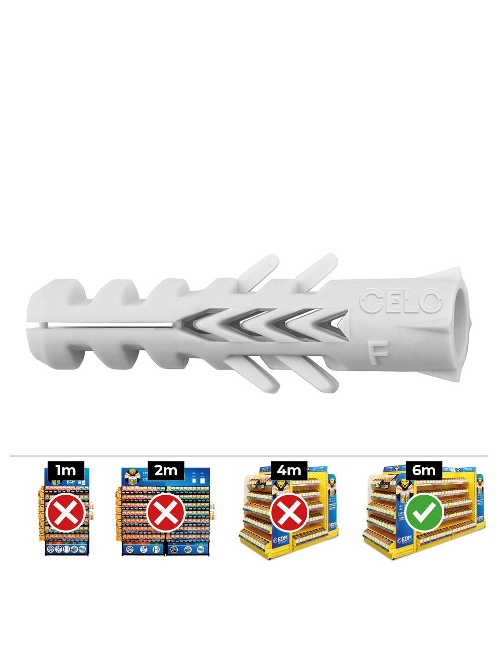 Taco nylon doble antigiro din/ref f ø12 x 60 mm, caja 25 uds