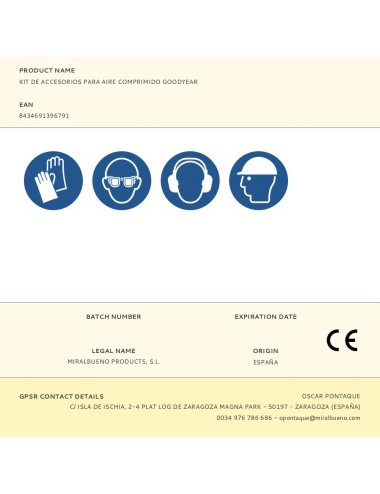 Kit de accesorios para aire comprimido goodyear