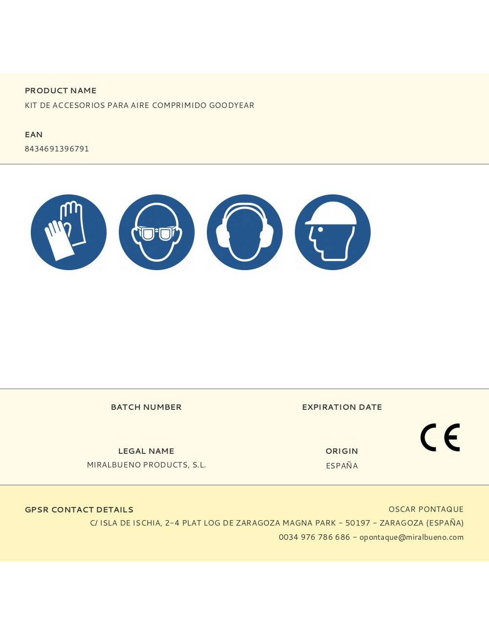 Kit de accesorios para aire comprimido goodyear