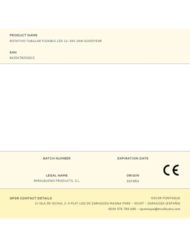 Rotativo tubular flexible led 12-24v 24w goodyear