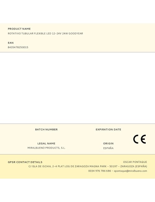 Rotativo tubular flexible led 12-24v 24w goodyear
