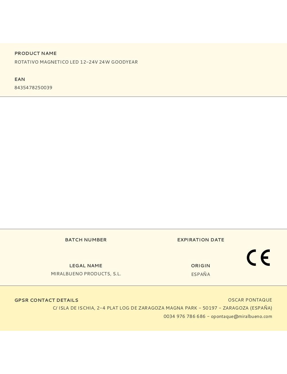 Rotativo magnetico led 12-24v 24w goodyear