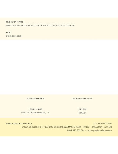 Conexion macho de remolque de plastico 13 polos goodyear