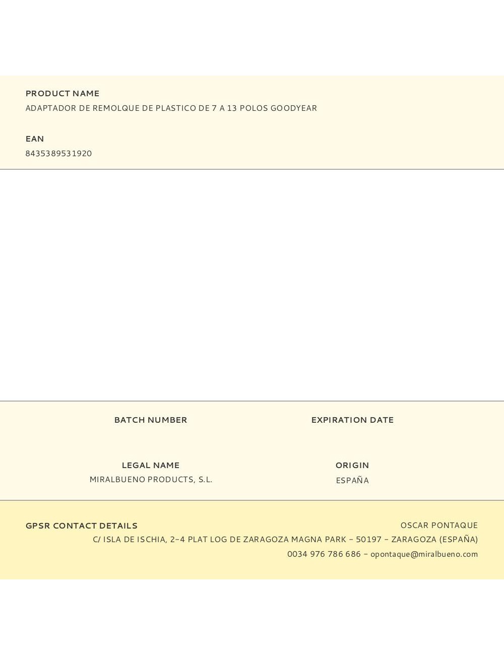 Adaptador de remolque de plastico de 7 a 13 polos goodyear