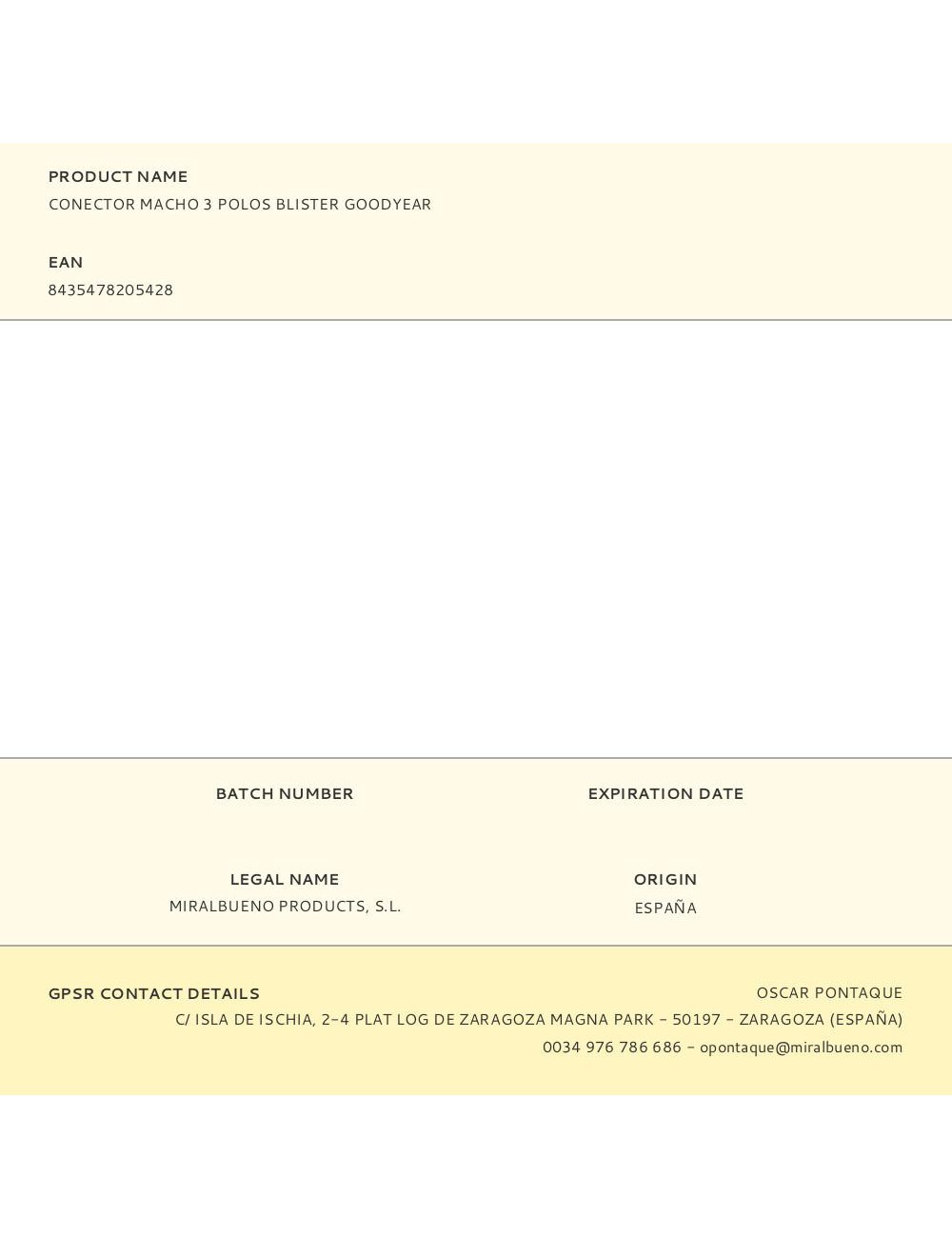 Conector macho 3 polos blister goodyear