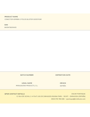 Conector hembra 3 polos blister goodyear