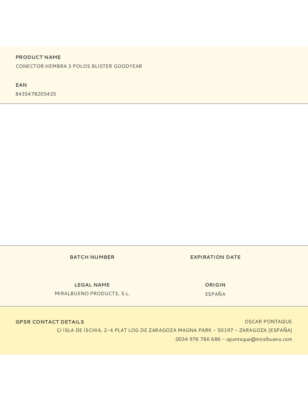 Conector hembra 3 polos blister goodyear